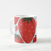 夏のイチゴ淡い青パターン コーヒーマグカップ (正面左)