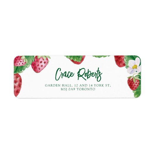 夏のイチゴ赤ちゃんシャワーベリー甘いアドレス ラベル (正面)