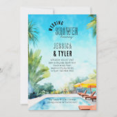 夏のウェディングシャワーウォーターカラートロピカルプール 招待状 (正面)