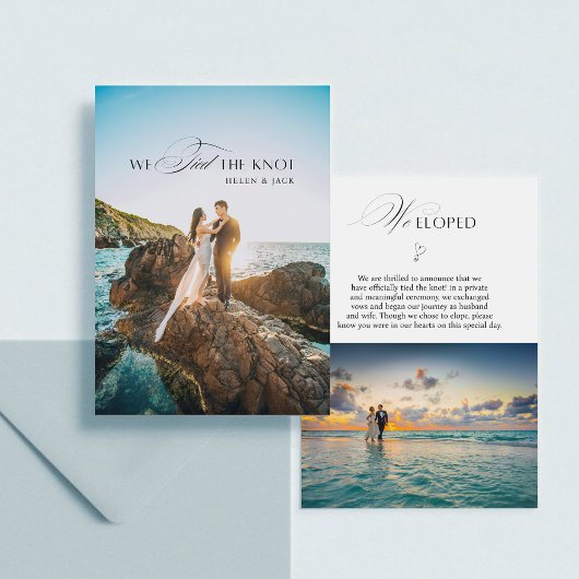 夏のウェディング 結婚しました 2枚の写真 案内状