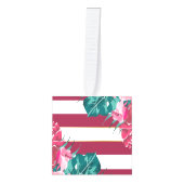 夏のエキゾチックなブルゴーニュのストライプの花 キューブオーナメント (正面)