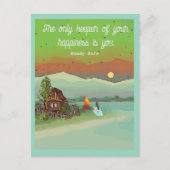 夏のエネルギーと小屋の日青空と湖 ポストカード (正面)