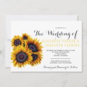 夏のエレガントな黄色のひまわりウェディング 招待状 (正面)