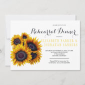 夏のエレガントな黄色のひまわり リハーサルディナー 招待状 (正面)