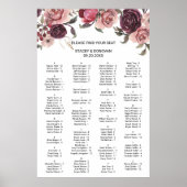 夏のエレガントアルファベットのバーガンディ座席表 ポスター (正面)