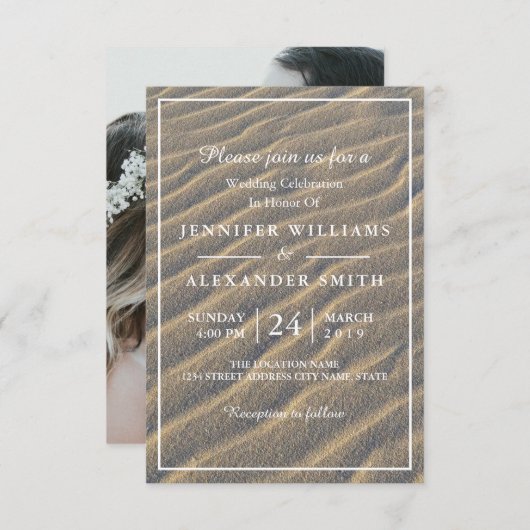 夏のエレガントカスタムウェディングフォト招待状 招待状 (正面/裏面)