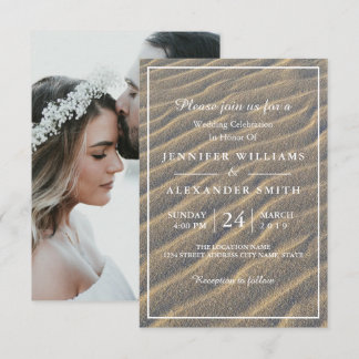 夏のエレガントカスタムウェディングフォト招待状 招待状