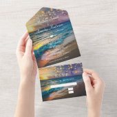 夏のエレガントビーチオールインワン結婚式招待状 オールインワン招待状 (貼ってはがせる)