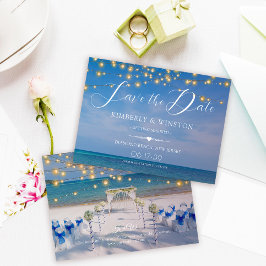 夏のエレガントビーチ結婚式日付カードの保存 セーブザデート