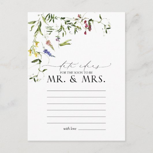 夏のエレガントワイルドフラワーの水彩の日付アイディア ポストカード (正面)