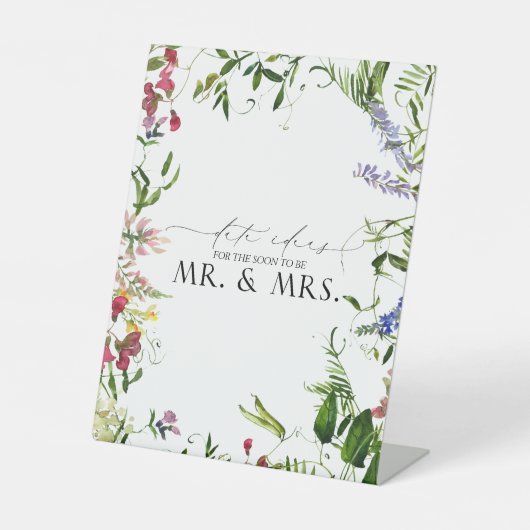 夏のエレガントワイルドフラワーの水彩の日付アイディア 台座サイン (正面)