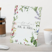 夏のエレガントワイルドフラワーの水彩の日付アイディア 台座サイン (インサイチュ)