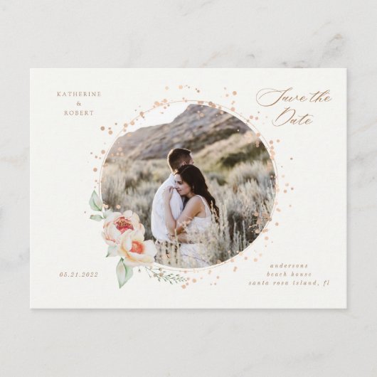 夏のエレガント庭のフローラは日付を保存 ポストカード (正面)