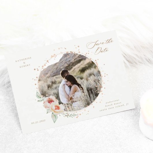 夏のエレガント庭のフローラは日付を保存 ポストカード