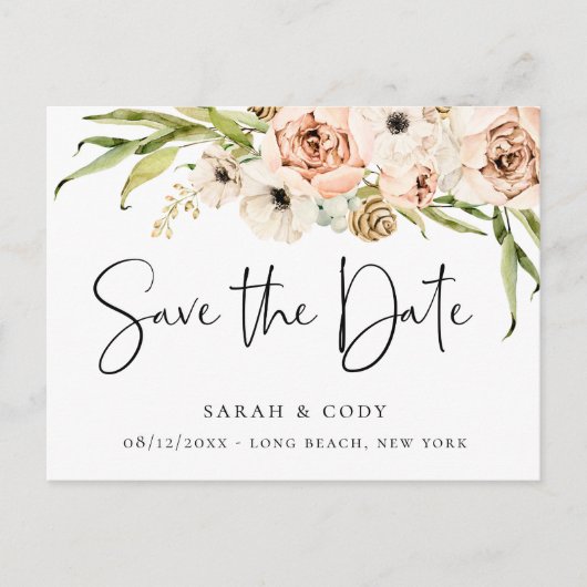 夏のエレガント庭のフローラ保存日付 案内ポストカード (正面)