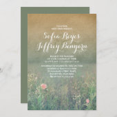 夏のエレガント草地と夢の結婚夢 招待状 (正面/裏面)