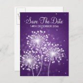 夏のエレガント輝く紫の日付を保存 案内ポストカード (正面/裏面)