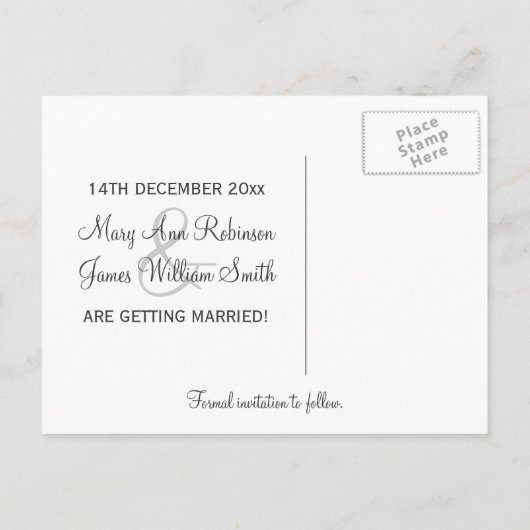 夏のエレガント輝く紫の日付を保存 案内ポストカード (裏面)