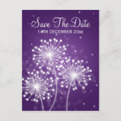 夏のエレガント輝く紫の日付を保存 案内ポストカード (正面)