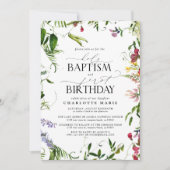 夏のエレガント野草洗礼1回目の誕生日 招待状 (正面)