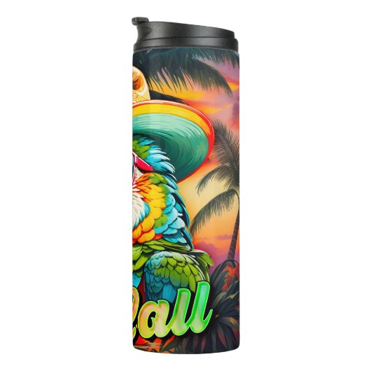 夏のオウムの夕日の最後の飲み物の呼び出し タンブラー (回転右)