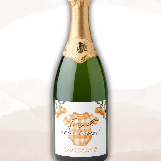 夏のオレンジのポップ・アートのボディスーツ彼女がポップ スパークリングワインラベル