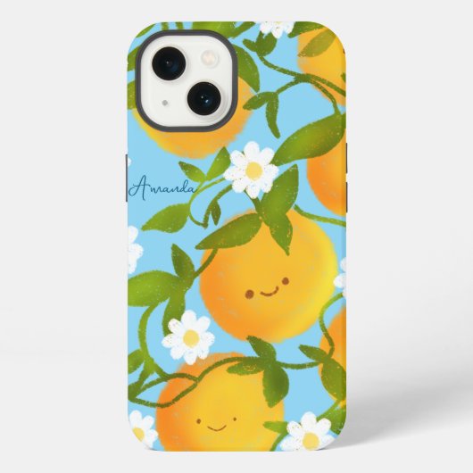 夏のオレンジの木の庭 iPhoneケース (裏面)