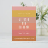 夏のオレンジイエロー ストライプ モダン幾何学 セーブザデート (スタンド正面)