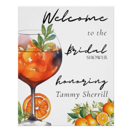 夏のオレンジモダン ブライズシャワー Aperol Spritz ポスター