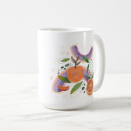 夏のオレンジ色の果物 コーヒーマグカップ (正面右)
