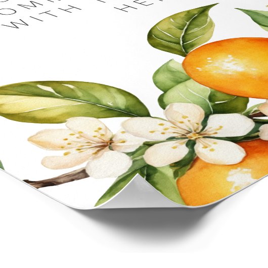 夏のオレンジ色の赤ちゃんシャワーどのように大きいママの腹 ポスター (角)