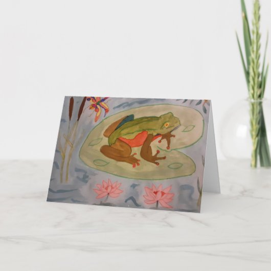 夏のカエルの池グリーティングカード カード (正面)