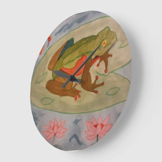 夏のカエル池 ラージ壁時計 (傾斜)