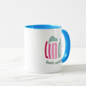 夏のカスタム緑、ピンクのハート「リンダ」 マグカップ (正面右)