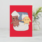 夏のカップルおもしろいチョコとパンケーキ 招待状 (スタンド正面)