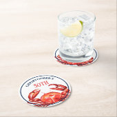 夏のカニの第30誕生日のビーチのパーティー ラウンドペーパーコースター (インサイチュ)