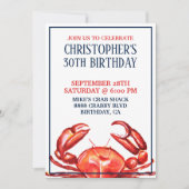 夏のカニの第30誕生日の招待状 招待状 (正面)