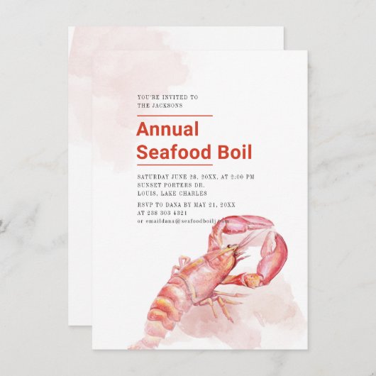 夏のカニ・シーフードパーティーのお誘い 招待状 (正面/裏面)