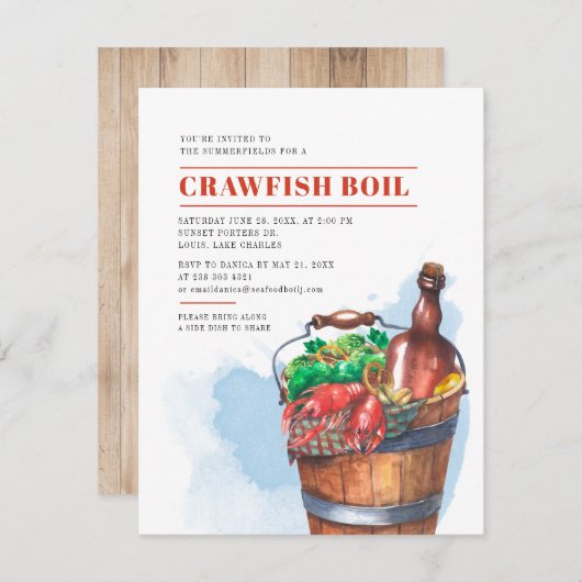 夏のカニ・シーフード家族パーティー 招待状 (正面/裏面)