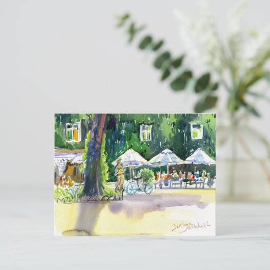 夏のカフェはシティガーデンで。オデサアートハガキ ポストカード (スタンド正面)