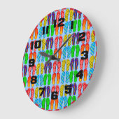 夏のカラフルおもしろいビーチビーチサンダル ラージ壁時計 (傾斜)