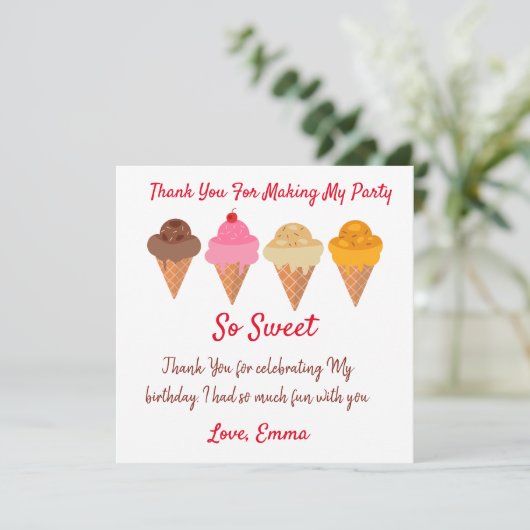 夏のカラフルアイスクリーム誕生日 サンキューカード (スタンド正面)