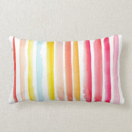 夏のカラフルストライプの水色 ランバークッション