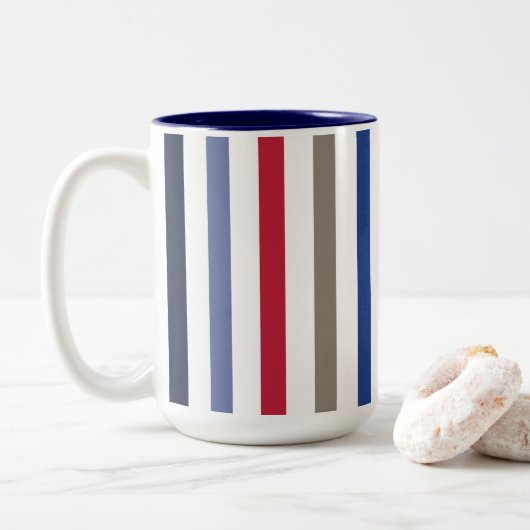 夏のカラフルストライプ ツートーンマグカップ (ドーナツ)