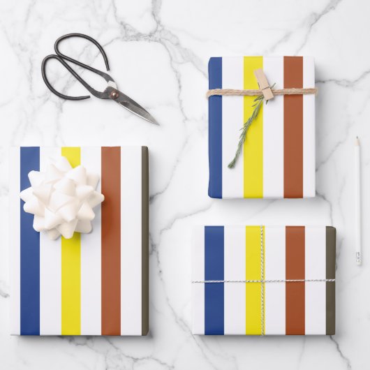夏のカラフルストライプ ラッピングペーパーシート (正面)