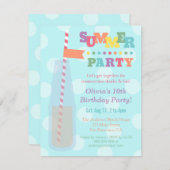 夏のカラフルバースデーパーティ招待状 招待状 (正面/裏面)