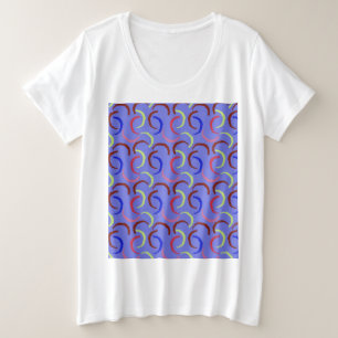 夏のカラフルパターン プラスサイズTシャツ