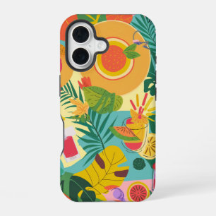 夏のカラフルパターン iPhone 16ケース