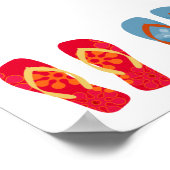 夏のカラフルビーチビーチサンダル水平ポスター ポスター (角)