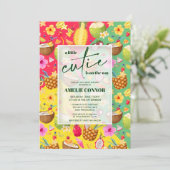 夏のカラフルフルーツ小さなかわいこちゃん赤ちゃんシャワー 招待状 (スタンド正面)